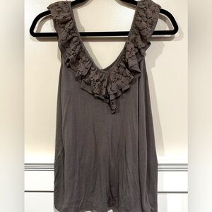 Gray Ruffled Women's Top